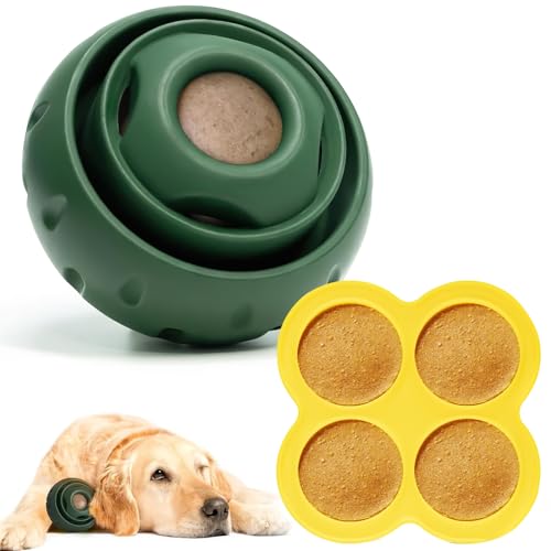 Schleckball für Hunde, Pupsicle Hunde Kauspielzeug, Hundespielzeug Langlebiges Leckerli, Interaktives Hunde Leckerli Ball Spielzeug, Wiederverwendbares Hundefutterspender Befüllbares Treat Holder von WOKICOR