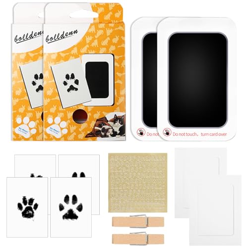Pfotenabdruck Set Hund Katze, 2 Kits Haustier Fussabdruck Sets mit 2 Stempelkissen, 4 Abdruckkarten, 2 Fotorahmen, 1 Aufkleberbogen, 2 Klammern, Baby Handabdruck und Fußabdruck für Haustiere Besitzer Pfotenabdruck Set Hund Katze, 2 Kits Haustier Fussabdruck Sets mit 2 Stempelkissen, 4 Abdruckkarten, 2 Fotorahmen, 1 Aufkleberbogen, 2 Klammern, Baby Handabdruck und Fußabdruck für Haustiere Besitzer von WOLMIK