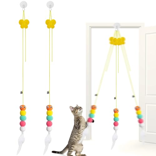 WOLMIK 2 Stück Hängendes Katzenspielzeug, Interaktives Katzen-Spielzeug Selbstbeschäftigung Hängende Türrahmen, Katze Spielzeug mit Glocke und Federn Teaser für Kätzchen Verfolgungsjagd WOLMIK 2 Stück Hängendes Katzenspielzeug, Interaktives Katzen-Spielzeug Selbstbeschäftigung Hängende Türrahmen, Katze Spielzeug mit Glocke und Federn Teaser für Kätzchen Verfolgungsjagd von WOLMIK