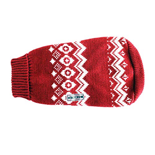 Wolters Norweger Pullover für Mops&Co., Größe:30 cm, Farbe:rot/Weiss von WOLTERS