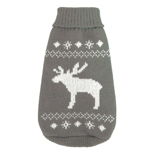 Wolters | Strickpullover mit Elch für Mops&Co in Grau/Weiß | Rückenlänge 35 cm von Wolters Cat & Dog