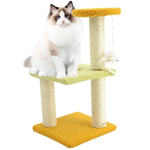 Kratzbaum - Katzenkletterturm - Katzenständer, Keine Krümel hängen bleiben, Katze liegt und ruht, stabile quadratische Basis für Katze und Kätzchen Wolwes von WOLWES