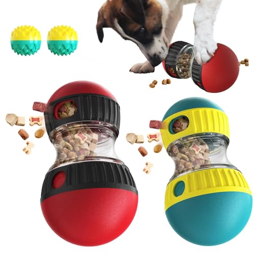 Dog Interactive Toys Dog Food Puzzle Toys, Adjustable Dog Treat Dispensing Dog Toys, Interactive Chase Slow Feeder Training for Small Medium Large Dogs Equipped with teething ball ( Color : Green+Red von WOMELF