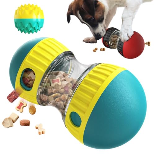 Dog Interactive Toys Dog Food Puzzle Toys, Adjustable Dog Treat Dispensing Dog Toys, Interactive Chase Slow Feeder Training for Small Medium Large Dogs Equipped with teething ball ( Color : Green ) von WOMELF