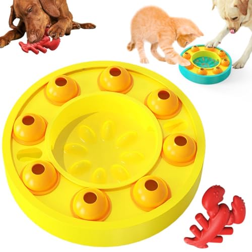 Dog Puzzle Toys for Dog Boredom and Mentally Stimulating, Interactive Slow Food Feeder Dispenser, Dog Food Treat Feeding Toys for Training Dog Entertainment Toys Comes with teething stick ( Color : Ye von WOMELF