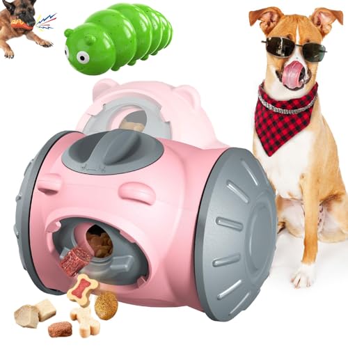 Interactive Dog Treat Dispenser Toy with Slow Feeding Enriching Play, Food Dispensing Dog Toy Enrichment Puzzle Puppy Treat Food Feeder Dispenser Dogs Gift Comes with teething stick ( Color : Pink ) von WOMELF