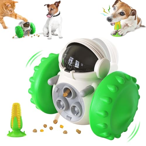 Pet Treat Dispensing Puzzle Slow Feeder Toys,Dog Enrichment Toys for IQ Training Fun Multifunction Interactive Chase Dog Cat Toys,Pet Leaky Food Tumbler Toy Comes with teething stick ( Color : Green ) von WOMELF
