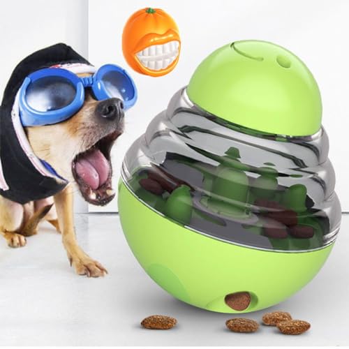 WOMELF Dispensing Dog Toy, Tumbler Dog Cat Food Dispenser Feeder Ball Toys, Interactive Chase Toys for Pets Increases IQ Comes with Teething Ball (Color : Green) von WOMELF
