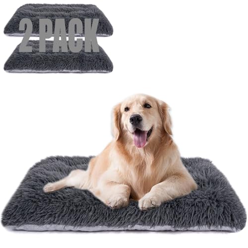 Maschinenwaschbares Hundebett, Deluxe-Plüsch-Hundekäfigunterlage und Katzenbett, rutschfeste Unterseite, flauschige Haustierbetten für große, mittelgroße und kleine Hunderassen (Dunkelgrau, 61 cm L x Maschinenwaschbares Hundebett, Deluxe-Plüsch-Hundekäfigunterlage und Katzenbett, rutschfeste Unterseite, flauschige Haustierbetten für große, mittelgroße und kleine Hunderassen (Dunkelgrau, 61 cm L x von WONDER MIRACLE