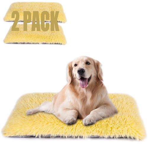 Maschinenwaschbares Hundebett, Deluxe-Plüsch-Hundekäfigunterlage und Katzenbett, rutschfeste Unterseite, flauschige Haustierbetten für große, mittelgroße und kleine Hunderassen (Hellgelb, 61 cm L x Maschinenwaschbares Hundebett, Deluxe-Plüsch-Hundekäfigunterlage und Katzenbett, rutschfeste Unterseite, flauschige Haustierbetten für große, mittelgroße und kleine Hunderassen (Hellgelb, 61 cm L x von WONDER MIRACLE