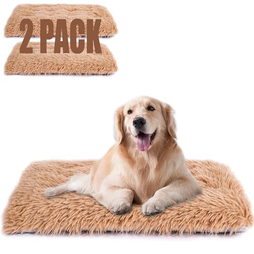 Maschinenwaschbares Hundebett, Deluxe-Plüsch-Hundekäfigunterlage und Katzenbett, rutschfeste Unterseite, flauschige Haustierbetten für große, mittelgroße und kleine Hunderassen (Hellkaffee, 61 cm L x Maschinenwaschbares Hundebett, Deluxe-Plüsch-Hundekäfigunterlage und Katzenbett, rutschfeste Unterseite, flauschige Haustierbetten für große, mittelgroße und kleine Hunderassen (Hellkaffee, 61 cm L x von WONDER MIRACLE