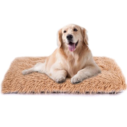 Maschinenwaschbares Hundebett, Deluxe-Plüsch-Hundekäfigunterlage und Katzenbett, rutschfeste Unterseite, flauschige Haustierbetten für große, mittelgroße und kleine Hunderassen (Light Coffee, 91,4 cm Maschinenwaschbares Hundebett, Deluxe-Plüsch-Hundekäfigunterlage und Katzenbett, rutschfeste Unterseite, flauschige Haustierbetten für große, mittelgroße und kleine Hunderassen (Light Coffee, 91,4 cm von WONDER MIRACLE