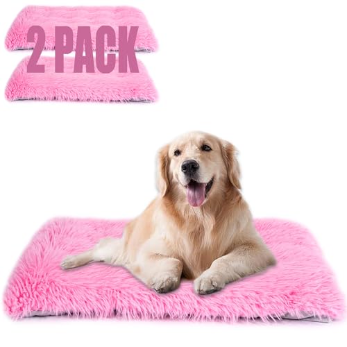 Maschinenwaschbares Hundebett, Deluxe-Plüsch-Hundekäfigunterlage und Katzenbett, rutschfeste Unterseite, flauschige Haustierbetten für große, mittelgroße und kleine Hunderassen (Rosa, 61 x 45,7 x 7,6 Maschinenwaschbares Hundebett, Deluxe-Plüsch-Hundekäfigunterlage und Katzenbett, rutschfeste Unterseite, flauschige Haustierbetten für große, mittelgroße und kleine Hunderassen (Rosa, 61 x 45,7 x 7,6 von WONDER MIRACLE