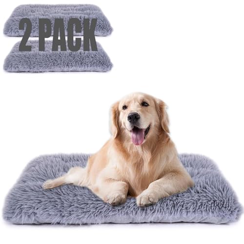 Maschinenwaschbares Hundebett, Deluxe-Plüsch-Hundekäfigunterlage und Katzenbett, rutschfeste Unterseite, flauschige Haustierbetten für große, mittelgroße und kleine Hunderassen (grau, 61 x 45,7 x 7,6 Maschinenwaschbares Hundebett, Deluxe-Plüsch-Hundekäfigunterlage und Katzenbett, rutschfeste Unterseite, flauschige Haustierbetten für große, mittelgroße und kleine Hunderassen (grau, 61 x 45,7 x 7,6 von WONDER MIRACLE