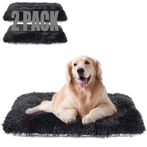 Maschinenwaschbares Hundebett, Deluxe-Plüsch-Hundekäfigunterlage und Katzenbett, rutschfeste Unterseite, flauschige Haustierbetten für große, mittelgroße und kleine Hunderassen (schwarz, 61 x 45,7 x Maschinenwaschbares Hundebett, Deluxe-Plüsch-Hundekäfigunterlage und Katzenbett, rutschfeste Unterseite, flauschige Haustierbetten für große, mittelgroße und kleine Hunderassen (schwarz, 61 x 45,7 x von WONDER MIRACLE