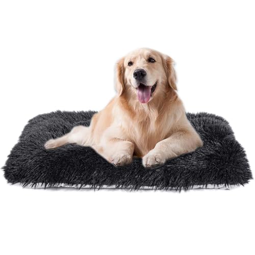 Maschinenwaschbares Hundebett, Deluxe-Plüsch-Hundekäfigunterlage und Katzenbett, rutschfeste Unterseite, flauschige Haustierbetten für große, mittelgroße und kleine Hunderassen (schwarz, 91,4 cm L x Maschinenwaschbares Hundebett, Deluxe-Plüsch-Hundekäfigunterlage und Katzenbett, rutschfeste Unterseite, flauschige Haustierbetten für große, mittelgroße und kleine Hunderassen (schwarz, 91,4 cm L x von WONDER MIRACLE