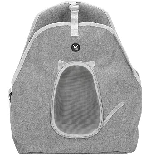 Atmungsaktives Haustier -Rucksack mit Legierungshaken, Frontsack für Hunde- und Katzensicherheit, verstellbare Gurte, Reiseträger, Schneemuster, grau (Hellgrau) von WONZHEC