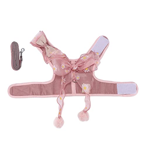 Fairy Bowknot -Katzenkabelbaum und Leinen -Set - atmungsaktive Netzweste für Gehen im Freien - S, M, L Größen (M) von WONZHEC