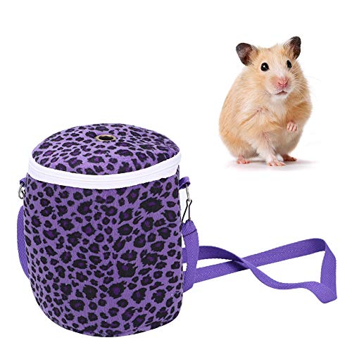 Großer kurzer Plüsch tragbarer Haustier Hamster einzelner Schulter Warmer Träger ausgehender Schlafsack für Quirrel Hedgehog Meerschweinchen (Purple Leopard Pattern) von WONZHEC