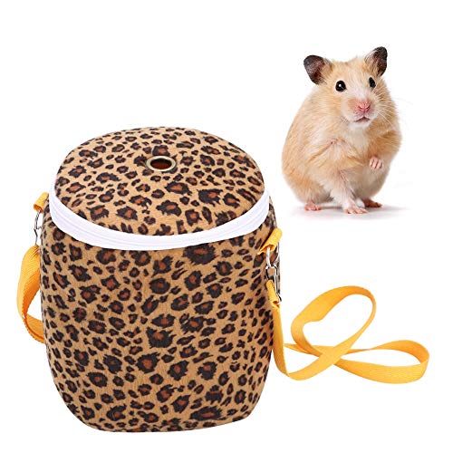 Großer kurzer Plüsch tragbarer Haustier Hamster einzelner Schulter Warmer Träger ausgehender Schlafsack für Quirrel Hedgehog Meerschweinchen (Yellow Leopard Print) von WONZHEC