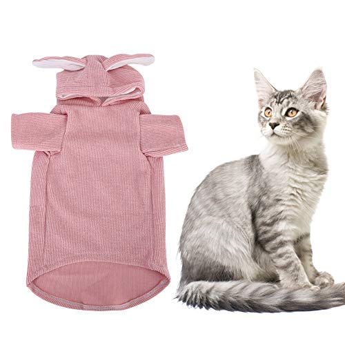 Haustier -Kaninchen -Ohr -Kapuzen -Wintermäntel für Katzen und kleine Hunde - Pink XS (S) von WONZHEC