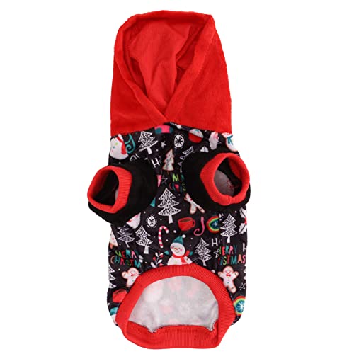 Hund Weihnachtspullover süßer Plüsch Warmer Hoodie für kleine mittelgroße Hunde (M) von WONZHEC
