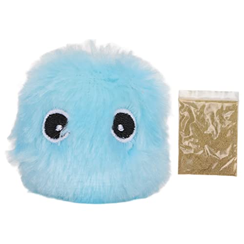 Realistic Animal Sound Cat Toy Bugs mit Katzenminzen, flauschigem Kätzchen-Pompon-Spielzeug für Bewegung, batteriebetriebene interaktive Spielbälle, rosa Vogelklänge (Plüschblau (Froschklang)) von WONZHEC