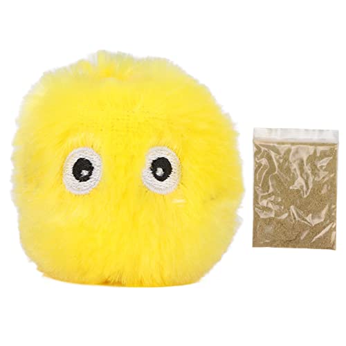 Realistic Animal Sound Cat Toy Bugs mit Katzenminzen, flauschigem Kätzchen-Pompon-Spielzeug für Bewegung, batteriebetriebene interaktive Spielbälle, rosa Vogelklänge (Plüschgelb (Cricket -Sound)) von WONZHEC