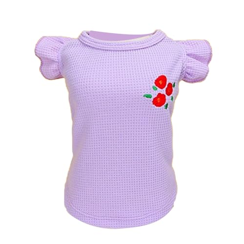 Sommerweste für Haustiere – Hundeshirt mit Waffelmuster und Rüschenärmeln für kleine Welpen, bequemes Polyester, modisches Lila, Größe S (XXL) von WONZHEC