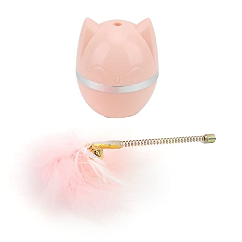 WONZHEC Katzenfederspielzeug interaktiver süßes lustiges Roly Poly mit Glocke für Innenkatzen Kätzchen (Rosa) von WONZHEC