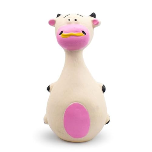 WONZHEC Latex -Hundekauen -Spielzeug - Cartoon White Cow Quietsches Hundespielzeug für interaktives Spiel & Pflege (Weiße Kuh) von WONZHEC