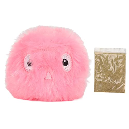 WONZHEC Realistic Animal Sound Cat Toy Bugs mit Katzenminzen, flauschigem Kätzchen-Pompon-Spielzeug für Bewegung, batteriebetriebene interaktive Spielbälle, rosa Vogelklänge (Plüschrosa (Vogelklang)) von WONZHEC