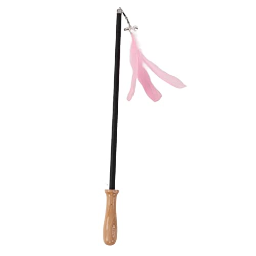 WONZHEC Versenkbarer Katzenteaser -Zauberstab mit Feder und Bell, interaktives Kätzchenspielzeug, 98,5 cm lang, ergonomisches Design, für Katzen und Kätzchen (Rosa) von WONZHEC