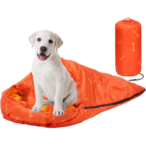WONZHEC Warmer weicher Hund Schlafsack mit Aufbewahrungsbeutel für Campingreisen Orange WONZHEC Warmer weicher Hund Schlafsack mit Aufbewahrungsbeutel für Campingreisen Orange von WONZHEC