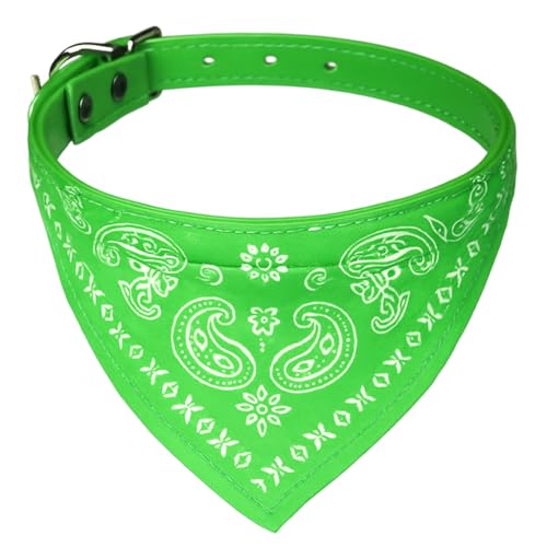 Katzenhalsband mit Bandanatuch in Paisleyoptik und Schnalle in Größe S: 20-26cm Halsumfang (GRÜN) von WOO LANDO