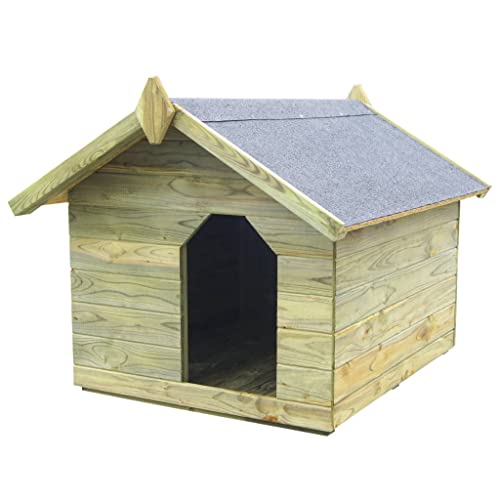 Animals & Pet Supplies Hundehaus mit aufklappbarem Dach, imprägniert aus Kiefernholz von WOODEY