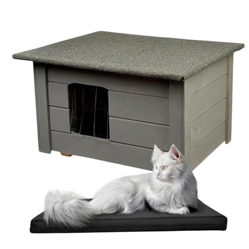 WOODOK Katzenset – Katzenhaus aus Holz mit Isolierung + Waschbare Katzenmatte – Komfortabler Rückzugsort für drinnen und draußen – Perfekt für Zuhause, Garten & Reisen - 54x39x34 cm WOODOK Katzenset – Katzenhaus aus Holz mit Isolierung + Waschbare Katzenmatte – Komfortabler Rückzugsort für drinnen und draußen – Perfekt für Zuhause, Garten & Reisen - 54x39x34 cm von WOODOK