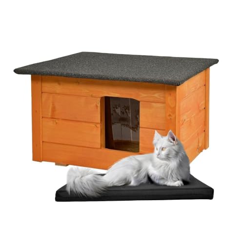 WOODOK Katzenset – Katzenhaus aus Holz mit Isolierung + Waschbare Katzenmatte – Komfortabler Rückzugsort für drinnen und draußen – Perfekt für Zuhause, Garten & Reisen - 54x39x34 cm WOODOK Katzenset – Katzenhaus aus Holz mit Isolierung + Waschbare Katzenmatte – Komfortabler Rückzugsort für drinnen und draußen – Perfekt für Zuhause, Garten & Reisen - 54x39x34 cm von WOODOK