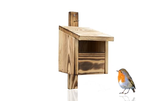 Halbhöhle Nistkasten für Vögel, Vogelkasten zum Aufhängen, Verbranntes Holz, Einflugloch 11 x 5 cm, Natürliche Farbe, mit Nägeln zur Befestigung, für Amsel, Rotkehlchen und Andere, 20 x 12 x 15,5 cm Halbhöhle Nistkasten für Vögel, Vogelkasten zum Aufhängen, Verbranntes Holz, Einflugloch 11 x 5 cm, Natürliche Farbe, mit Nägeln zur Befestigung, für Amsel, Rotkehlchen und Andere, 20 x 12 x 15,5 cm von WOODYGIFT