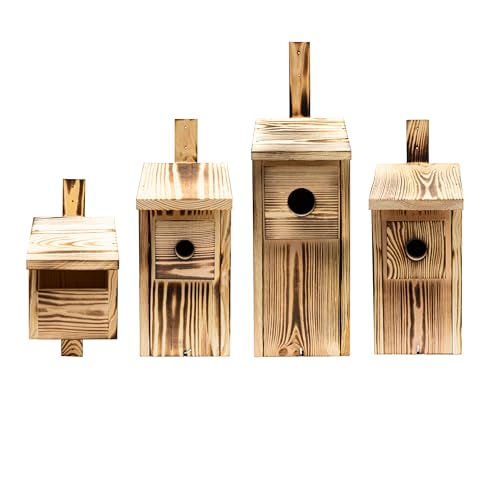 Nistkasten-Set für Meisen, Stare, Rotkehlchen, Amseln, Wetterfest, Aus Kiefernholz, Für Draußen, Mit Befestigungsmaterial, Einfluglöcher: 28 mm, 32 mm, 45 mm, Ideal für Garten & Balkon, WOODYGIFT Nistkasten-Set für Meisen, Stare, Rotkehlchen, Amseln, Wetterfest, Aus Kiefernholz, Für Draußen, Mit Befestigungsmaterial, Einfluglöcher: 28 mm, 32 mm, 45 mm, Ideal für Garten & Balkon, WOODYGIFT von WOODYGIFT