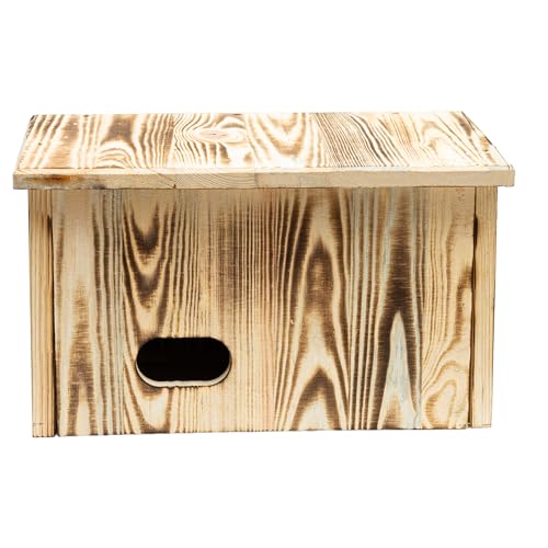 WOODYGIFT Mauersegler Nistkasten aus Massivem Holz – Wetterfestes Brutkasten für Mauersegler – Vogelnistkasten Typ J zum Aufhängen – Natürliche Hilfe Gegen Mücken (Verbrannt) von WOODYGIFT