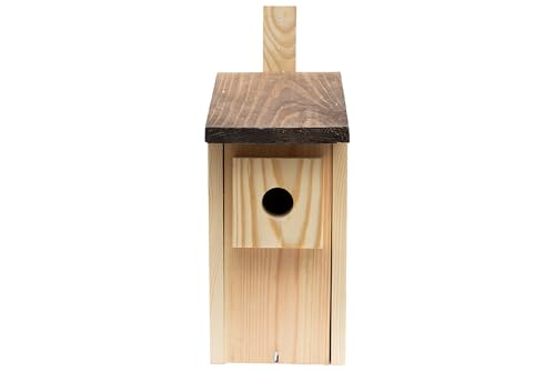 WOODYGIFT Nistkasten für Vögel für draußen wetterfest – Massives Vogelhaus aus Holz zum Aufhängen – Sicherer Brutkasten für Meisen & Spatzen mit 32 mm Einflugloch (Braun) von WOODYGIFT