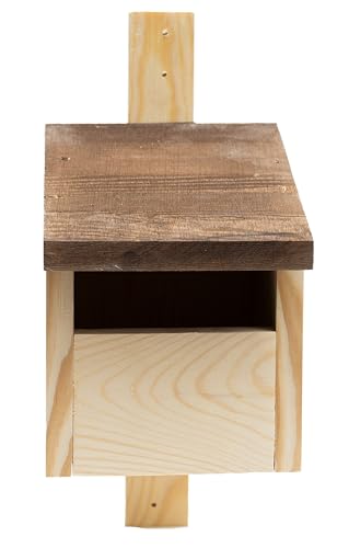 WOODYGIFT Wetterfester Nistkasten Halbhöhle für Rotkehlchen & Amseln – Vogelhaus zum Aufhängen aus natürlichem Holz zum Aufhängen – Vogelnistkasten für draußen 11x5 cm Einflugloch (Braun) von WOODYGIFT