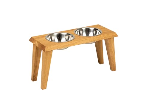 woodygift Erhöhte Hundenäpfe Futterstation Ständer Holz bequemer Hunde Futter und Wassernapf Eichenständer doppelter Futternapf für Hunde mit Holzständer 52x22x18 cm woodygift Erhöhte Hundenäpfe Futterstation Ständer Holz bequemer Hunde Futter und Wassernapf Eichenständer doppelter Futternapf für Hunde mit Holzständer 52x22x18 cm von WOODYGIFT