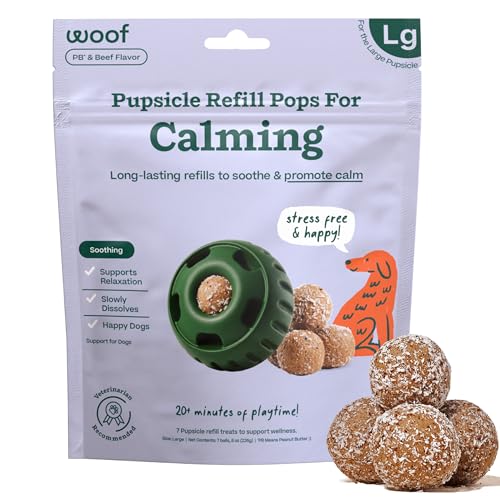 WOOF Calming Wellness Pops – Beruhigende Hundeleckerlis – langlebige Nachfüllpackungen für das Pupsicle Spielzeug zur Förderung der Ruhe – Magnesium für Hunde – große Pops – 7 Stück WOOF Calming Wellness Pops – Beruhigende Hundeleckerlis – langlebige Nachfüllpackungen für das Pupsicle Spielzeug zur Förderung der Ruhe – Magnesium für Hunde – große Pops – 7 Stück von WOOF