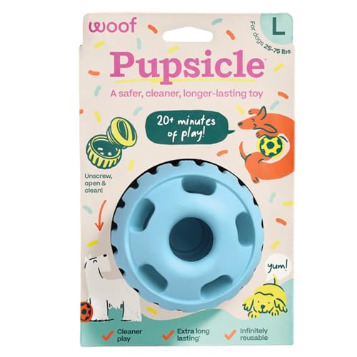 WOOF Party Pupsicle - Langanhaltendes interaktives Hundespielzeug gegen Langeweile - Low-Mess Design - Geburtstagsgeschenke für Hunde - Großes Hundespielzeug - Buddy Blue von WOOF