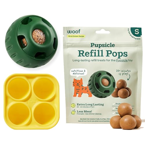 WOOF Starter-Pack – Pupsicle, Leckerli-Tablett und Pupsicle Nachfüllpackung Pops Huhn – befüllbarer Hunde-Leckerliball, Silikonformen für Hundeleckerlis und vorgefertigte Nachfüll-Leckerlis – für WOOF Starter-Pack – Pupsicle, Leckerli-Tablett und Pupsicle Nachfüllpackung Pops Huhn – befüllbarer Hunde-Leckerliball, Silikonformen für Hundeleckerlis und vorgefertigte Nachfüll-Leckerlis – für von WOOF