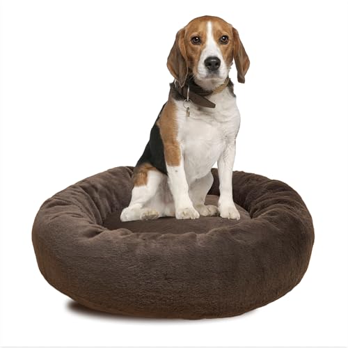 WOOFBOX Beruhigendes Hundebett – Plüsch-Donut-Bett für kleine, mittelgroße und große Hunde und Katzen, Anti-Angst-Haustierbett mit rutschfester Unterseite, waschbares Kunstfell, 4 Farben (Dunkelgrau, WOOFBOX Beruhigendes Hundebett – Plüsch-Donut-Bett für kleine, mittelgroße und große Hunde und Katzen, Anti-Angst-Haustierbett mit rutschfester Unterseite, waschbares Kunstfell, 4 Farben (Dunkelgrau, von WOOFBOX