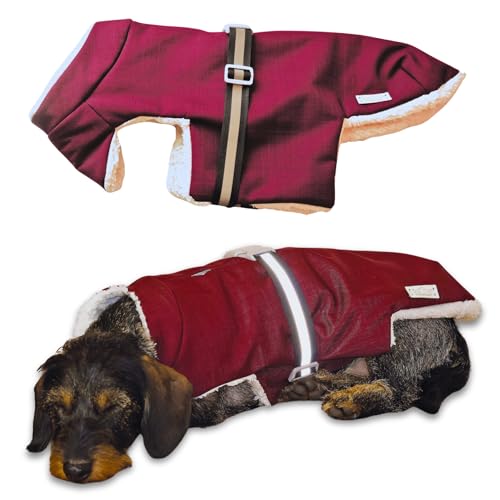 Hunde Mantel WOOFFANY - Wasserabweisende & wärmende Hundejacke Winter - Softshell & Kunstfell - reflektierend - verstellbar - Handmade in Germany von WOOFFANY