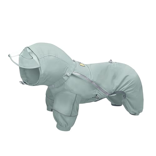 WOOFO Hunde-Regenmantel, extra wasserdichte Hunderegenjacke für nasses Wetter, vollständiges Wickeldesign für vollen Schutz, verstellbar und einfach zu tragen, mit abnehmbarer Kappe und von WOOFO